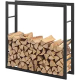 [en.casa] Kaminholzregal Täby Metall 100 x 25 x 100 cm Schwarz