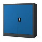 Jan Nowak Aktenschrank Metall Büroschrank abschließbar 90 cm BEATA 2 Böden Stahl (Stahl 0,6 mm Wandmontage möglich PZH-zertifiziert 93 cm) Aktenschrank 30 Ordner Schloss 2 Schlüssel kompakt 13 Farben blau