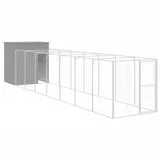 vidaXL Hundehütte mit Auslauf Hellgrau 165x863x181 cm Verzinkter Stahl