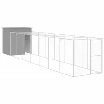 vidaXL Hundehütte mit Auslauf Hellgrau 165x863x181 cm Verzinkter Stahl
