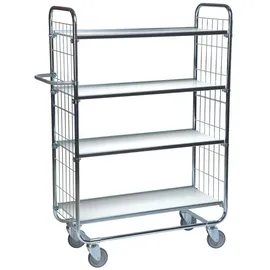 Kongamek Bordwagen verzinkt, mit 4 laminierten Böden 1200x425mm und Bremse