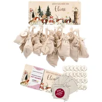 Kidsmood – Personalisierter Adventskalender 2025 aus Holz mit niedlichen Tiermotiven | Weihnachtskalender zum Befüllen mit Geschenktüten & Holzzahlen | Nachhaltige Weihnachtsdeko für Kinder & Familie