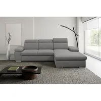 WERK2 Ecksofa Palma modernes Schlafsofa mit Bettkasten, L-Form, B/T 282/185 cm, Kopfteile verstellbar grau