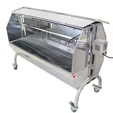 Beeketal 'BSGW-150G' Profi Spanferkelgrill mit Abdeckung, mobiler Spießgrill mit Grillmotor und höhenverstellbarem Drehspieß, stabile Edelstahl Konstruktion mit 4 bremsbaren 360° Grad Rollen