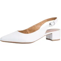 TAMARIS Damen Sling Pump mit Blockabsatz Leder, weiß, 36 EU