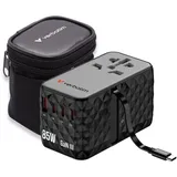 Verbatim Charge 'n' Travel - GaN III Universal Reiseadapter mit integriertem Kabel, integriert 1x USB-A, USB-C USB PD, USB PD 3.1, QC 3.0, QC 4+, PPS, Fast Charge,
