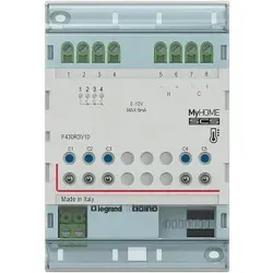Legrand F430R3V10 MyHome REG-Aktor für Fan-Coils, 3 Schaltkontakte und 2 Ausgänge 0-10 V, 4 TE