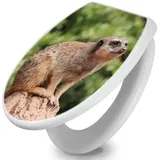 banjado WC-Sitz mit Absenkautomatik Motiv Sitzendes Erdmännchen (umweltfreundliches Material, integrierte Scharniere), 44,5 x 37 x 5 cm weiß