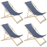 Liegestuhl Strandliege Gartenliege Sonnenliege 4er Set Blau Buchenholz