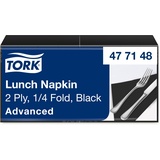 Tork 477148 Schwarz / 2-lagige Servietten für kleine Gerichte & Snacks / Advanced Qualität / 10 x 200 (2000) Papierservietten / 32,6 x 33 cm (B x L) / 1/4-Falz