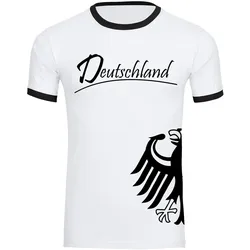 multifanshop Kontrast T-Shirt - Deutschland - Adler seitlich - Druck schwarz - Männer