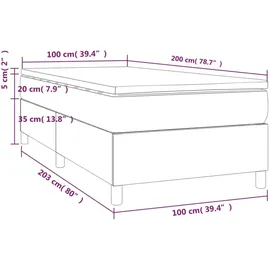vidaXL Boxspringbett mit Matratze Creme 100x200 cm Kunstleder