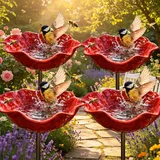 Bienentränke für den Garten,Blumen Gartenstecker Vogeltränke,Handgefertigte Metallblume als Vogelbad & Insektenwasserstelle, Gartenstecker für draußen Naturliebhaber (4*D)