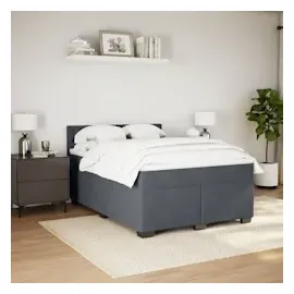 vidaXL Boxspringbett mit Matratze Dunkelgrau 160x200 cm Samt