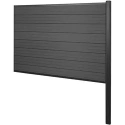 WPC-Sichtschutz Savoie, Zaun Windschutz, Alu-Pfosten zum Einbetonieren ~ Erweiterungselement, 185cm anthrazit