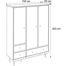 lookway Kleiderschrank  BABUSHKA  dreitürig  Buche  massiv  rosa