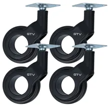 MS Beschläge Ø 4er Set Schrankrolle Schwarze Moderne Möbelrolle 60mm Kunststoffrolle Lenkrolle 30kg Traglast (Ohne Bremse, 4)