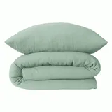 SCHIESSER Bettwäsche »Molly aus softer Musselin-Qualität in gedeckten, Farben«, (2 tlg.), MADE IN GREEN by Oeko-Tex grün