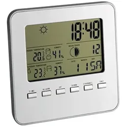 Funk-Wetterstation Quadro , Außentemperatur, Innentemperatur, Mondphasen, Raumklima, Uhrzeit 351098