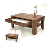 Couchtisch Sofatisch Wohnzimmertisch Ewa 100x57cm Nussbaum Optik Schublade Neu