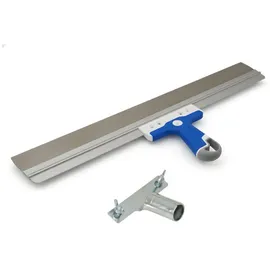 DEWEPRO Edelstahl Fassadenspachtel 600 x 50 mm – Flächenspachtel mit Aluprofil und 3-Komponenten-Softgriff – Breitspachtel zum Glätten, Verspachteln und Beschichten – inkl. Stielhalterung