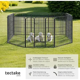 Tectake Welpenauslauf 8-teilig faltbar Grau 154 x 154 x 100 cm