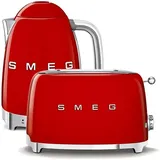 Wasserkocher SMEG 50's Retro Style 1,7l LED Anzeige rot + Toaster SMEG 50's Retro St