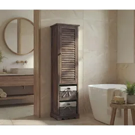 MCW Badezimmerkommode MCW-H20, Badezimmer Schrank Badschrank Badregal, 120x27x29cm Massiv-Holz ~ shabby