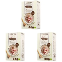 Verival Bircher Porridge Glutenfrei | 350g Einzelpackung | vegan | ohne Palmöl | glutenfrei | ohne Zuckerzusatz | hangefertigt in Tirol (Packung mit 3)