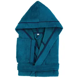 PANA® Frottier Unisex Baumwolle Bademantel mit Kapuze • Saunamantel • Damen Bademantel • Herren Bademantel mit Kapuze • bathrobe men • weiches Material • knielang