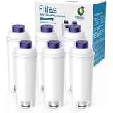Fiitas Wasserfilter für Delong hi Dinamica Magnifica s ECAM Kaffeevollautomat DLSC002 De longhi Filterkartuschen Kompatibel mit ESAM, ETAM Series (6 Packs) FTS002