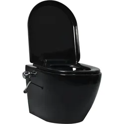 vidaXL Wand-WC ohne Spülrand mit Bidet-Funktion Keramik Schwarz
