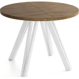 ESSTISCH Ravero runder ausziehbarer, Eiche Braun Rustikal 100-140/100/77 cm