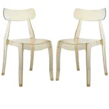 RATTATAN Set aus 2 Stühlen aus Polycarbonat,modernes Design,ergonomisch,leicht,stapelbar,robust,für Küche,Esszimmer,Restaurants–GEMMA/Champagner
