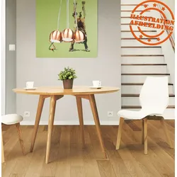 Kadima Design Esstisch Rund Natürliche Esche  120 cm  Skandinavisches Design  Pflegeleichte Oberfläche  Helles Holz