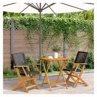 vidaXL 3-tlg. Bistro-Set Schwarz Poly Rattan und Massivholz