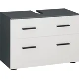 INOSIGN Waschbeckenunterschrank »Skara«, mit Klappe und Schubkasten, schwarze Griffe, Breite 80 cm, Höhe 55 cm, grau