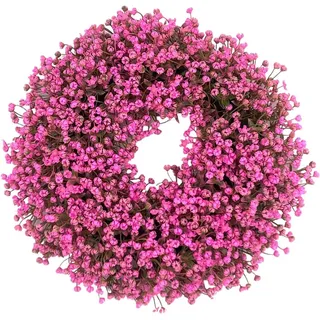 Kunstkranz Türkranz Ganzjährig Außen Deko, Künstlicher Blumenkranz Deko, Agger, für Haustür,Frühling Sommer Außen Türkranz Modern Deko rosa