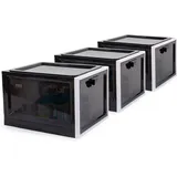Theo&Cleo Medikamenten Aufbewahrungbox 3 Stück, Abschließbare Durchsichtige Box für Handys, Süßigkeiten, Snack, Persönlicher Safe Persönlicher Safe Faltbar (Schwarz-3)