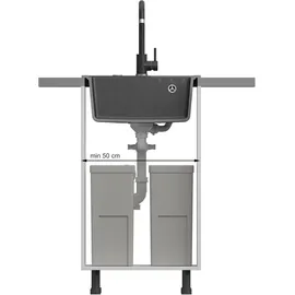 Quadron PETER 110 links Einbauspüle Grau/Granit Handbetätigung 500 x 520 mm