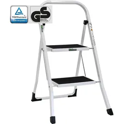 Trittleiter 2 Stufen klappbar TÜV/GS 150 kg Anti-Rutsch Haushaltstritt Klappt...