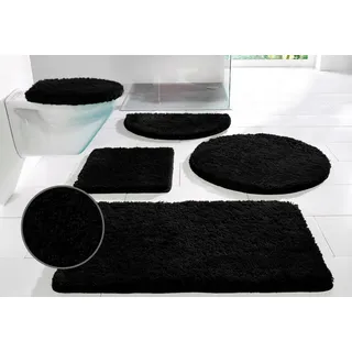 MY HOME Badematte »Sanremo, Badvorleger, Badezimmer Teppich, sehr weich«, rutschhemmend beschichtet, fußbodenheizungsgeeignet-schnell trocknend, Badteppich, unifarben, rechteckig, rund & als 3-tlg. Set erhältlich my home schwarz rechteckig cm x cm)