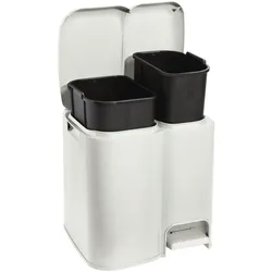 Tontarelli – Recycling-Mülleimer, Modell Patty2, mit zwei Fächern und herausnehmbaren Behältern, Farbe Weiß