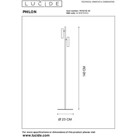 LUCIDE PHILON Stehleuchte 2-flammig, LED, 79781/10/30,