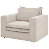 furn.design Relaxsessel Pesaro Cord 110 x 83 x 110 cm Beige mit Hocker