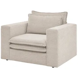 furn.design Relaxsessel Pesaro Cord 110 x 83 x 110 cm Beige mit Hocker