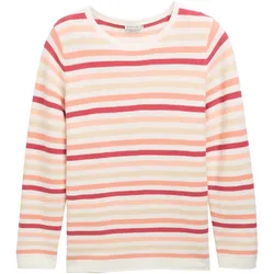 TOM TAILOR Damen Plus Size - Strickpullover mit Bio-Baumwolle, orange, Gestreift, Gr. 46
