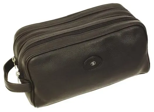 Hans Kniebes HK-Style Kulturtaschen Kultur-Doppelbox, Amalfi-Vollrindleder, 280 x 140 x 140 mm schwarz