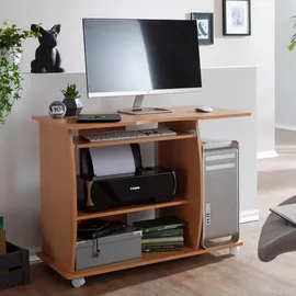 KADIMA DESIGN Laptoptisch Computertisch: 3D-Ecken, Stauraum, 90x66x50 cm, Spanplattenkonstruktion, Rollen. Beige, 90x50x71