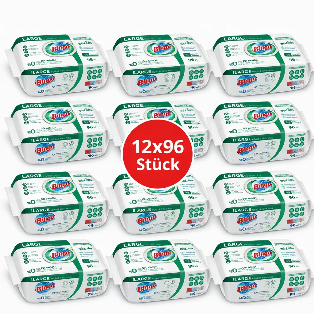 Bingo Feuchttücher Grün 12x96 Blatt  Frische Brise  Großpackung Reinigungstücher